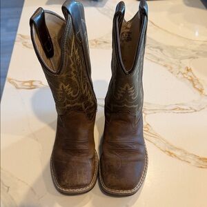 Old west Classic Brown Leather Cowboy Boots size 11D little boys